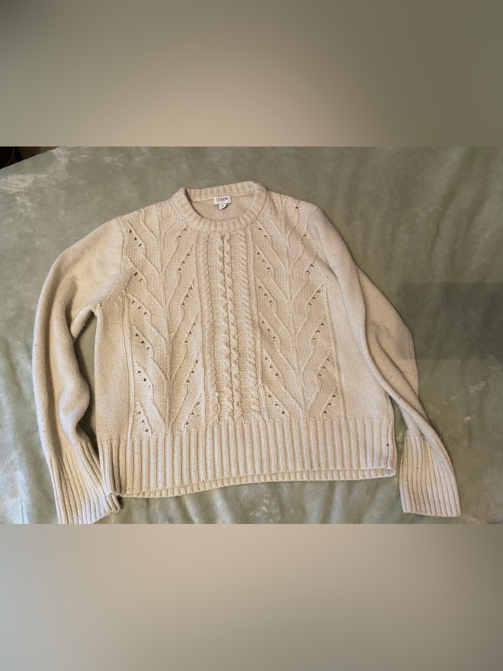 J. Crew Cream Cable Crewneck Sweater